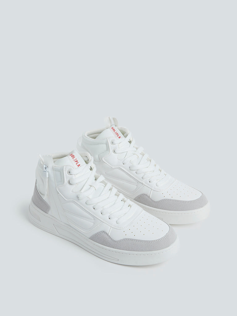 SOLEPLAY White Colour-Block High-Top Sneakers